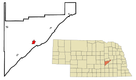 Merrick County Nebraska Incorporated and Unincorporated areas Central City Highlighted.svg