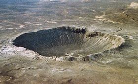 Vue aérienne du Meteor Crater.