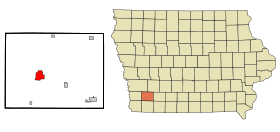 Montgomery County Iowa Incorporated and Unincorporated areas Red Oak Highlighted.svg
