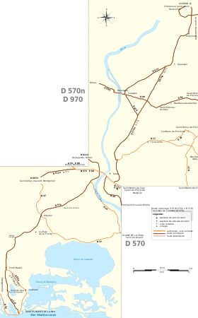 Carte de la route nationale 570