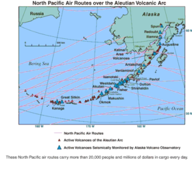 Carte des îles Aléoutiennes.