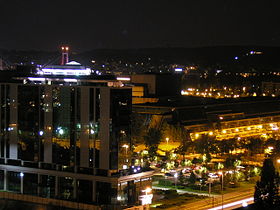 Novi Beograd - Sava Centar and a business building.jpg