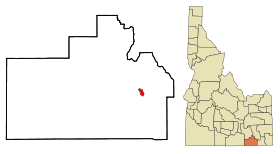 Oneida County Idaho Incorporated and Unincorporated areas Malad City Highlighted.svg