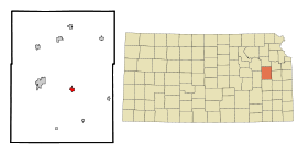 Osage County Kansas Incorporated and Unincorporated areas Lyndon Highlighted.svg