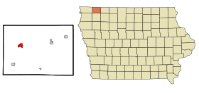 Osceola County Iowa Incorporated and Unincorporated areas Sibley Highlighted.svg