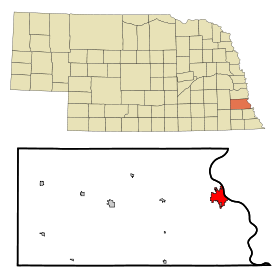 Otoe County Nebraska Incorporated and Unincorporated areas Nebraska City Highlighted.svg