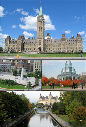 Parlement du Canada, Monument commémoratif de guerre du Canada, Musée des beaux-arts du Canada, Canal Rideau, et Château Laurier.