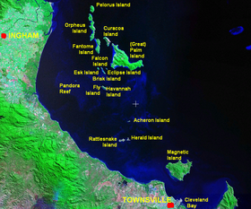 L'île Acheron et ses environs (cliquer pour agrandir).