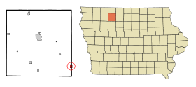 Palo Alto County Iowa Incorporated and Unincorporated areas West Bend Highlighted.svg