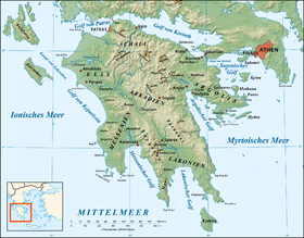 Carte topographique du Péloponnèse.