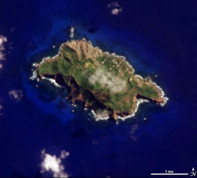 Image satellite de l'île Pitcairn.