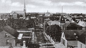 Rue Saint-Calixte, vue du côté est, Plessisville, vers 1910