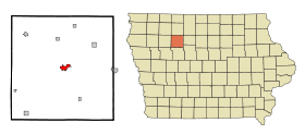 Pocahontas County Iowa Incorporated and Unincorporated areas Pocahontas Highlighted.svg