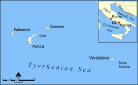 Carte des îles Pontines.