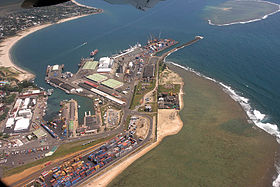 Vue aérienne du port de Tamatave.