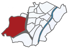 alt=Position du quartier dans la commune d'Anderlecht  (en rouge)