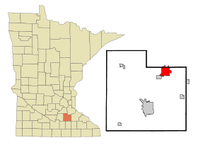 Rice County Minnesota Incorporated and Unincorporated areas Northfield Highlighted.svg