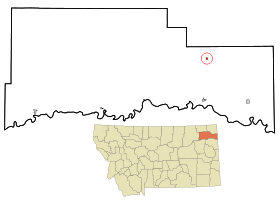 Roosevelt County Montana Incorporated and Unincorporated areas Froid Highlighted.svg