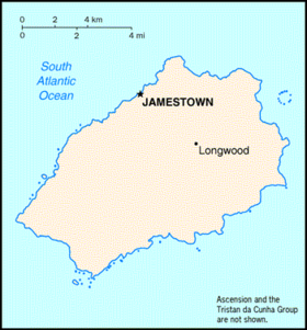 Localisation de Jamestown (Sainte-Hélène)