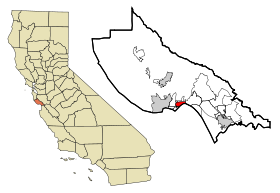 Santa Cruz County California Incorporated and Unincorporated areas Capitola Highlighted.svg