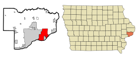 Scott County Iowa Incorporated and Unincorporated areas Bettendorf Highlighted.svg