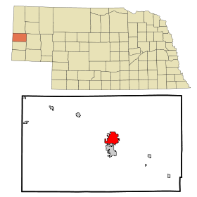 Scotts Bluff County Nebraska Incorporated and Unincorporated areas Scottsbluff Highlighted.svg