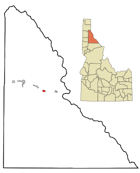 Shoshone County Idaho Incorporated and Unincorporated areas Wallace Highlighted.svg