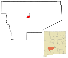 Sierra County New Mexico Incorporated and Unincorporated areas Truth or Consequences Highlighted.svg