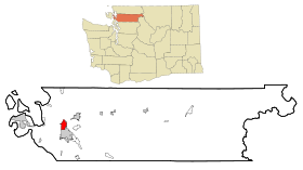 Skagit County Washington Incorporated and Unincorporated areas Burlington Highlighted.svg