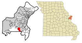 St. Louis County Missouri Incorporated and Unincorporated areas Fenton Highlighted.svg