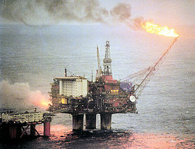 Une plate-forme pétrolière de StatOilHydro dans la mer du Nord.