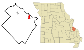 Ste. Genevieve County Missouri Incorporated and Unincorporated areas Ste. Genevieve Highlighted.svg