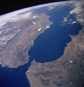Photo satellite du détroit de Gibraltar.
