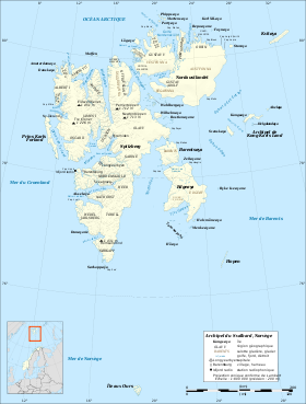 Carte du Svalbard avec Spitzberg.