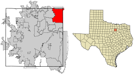 Tarrant County Texas Incorporated Areas Grapevine highlighted.svg