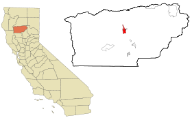 Tehama County California Incorporated and Unincorporated areas Red Bluff Highlighted.svg