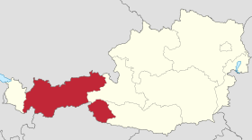 Localisation du Tyrol sur la carte de l'Autriche