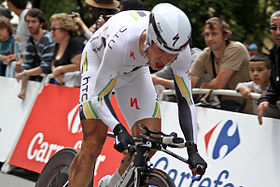 Tony Martin s'élançant pour sa victoire à Grenoble.