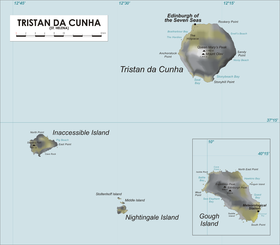 Carte de l'archipel Tristan da Cunha.