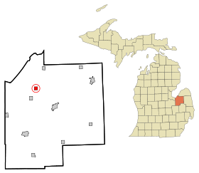 Tuscola County Michigan Incorporated and Unincorporated areas Akron Highlighted.svg