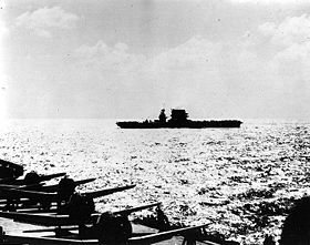 L'USS Lexington au matin du 8 mai 1942