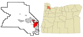 Washington County Oregon Incorporated and Unincorporated areas Beaverton Highlighted.svg