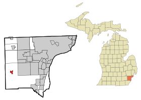 Wayne County Michigan Incorporated and Unincorporated areas Belleville Highlighted.svg
