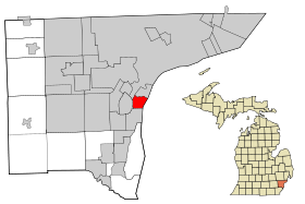 Wayne County Michigan Incorporated and Unincorporated areas Ecorse highlighted.svg