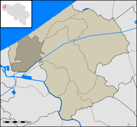 Localisation de Westende au sein de Middelkerke.