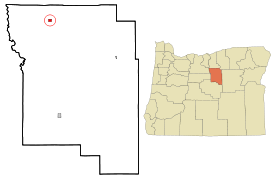 Wheeler County Oregon Incorporated and Unincorporated areas Fossil Highlighted.svg