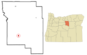 Wheeler County Oregon Incorporated and Unincorporated areas Mitchell Highlighted.svg