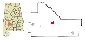 Wilcox County Alabama Incorporated and Unincorporated areas Camden Highlighted.svg