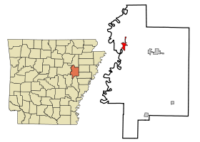 Woodruff County Arkansas Incorporated and Unincorporated areas Augusta Highlighted.svg
