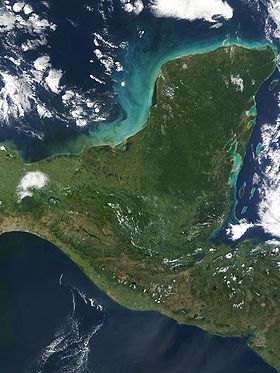 Image satellite de la péninsule du Yucatán.